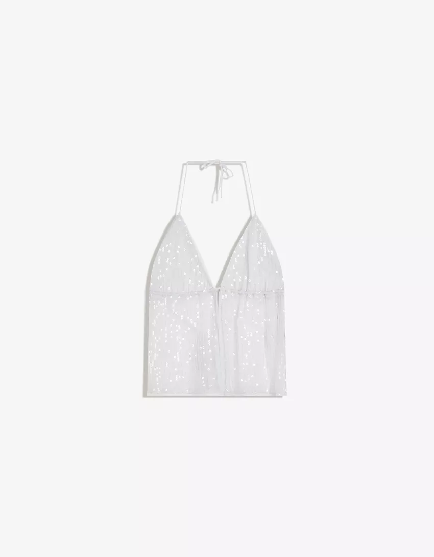 Sequined halter neck top