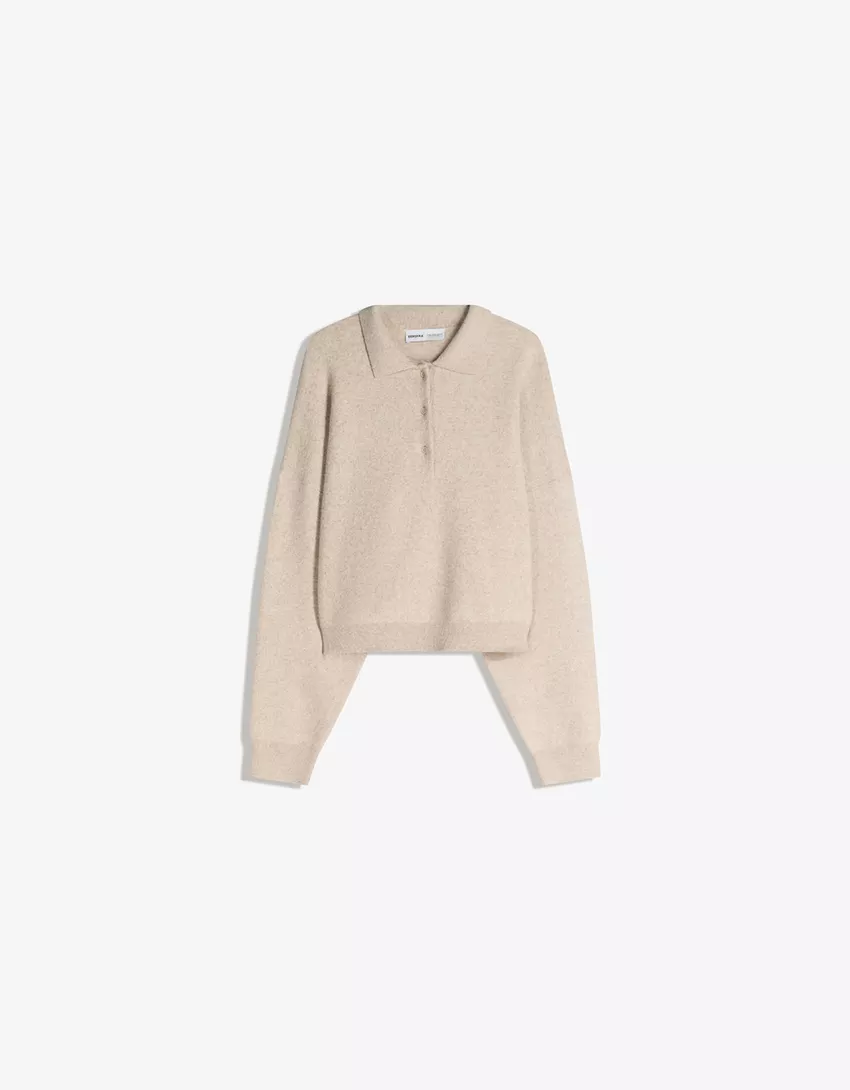 Boxy polo collar sweater