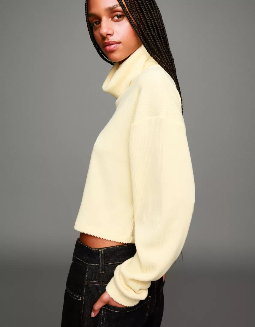 High neck ribbed sweater