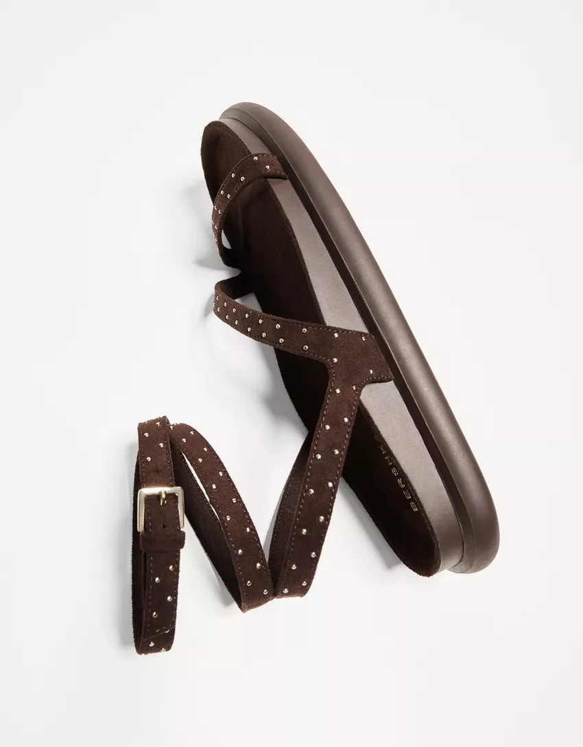 Studded flat slider sandals