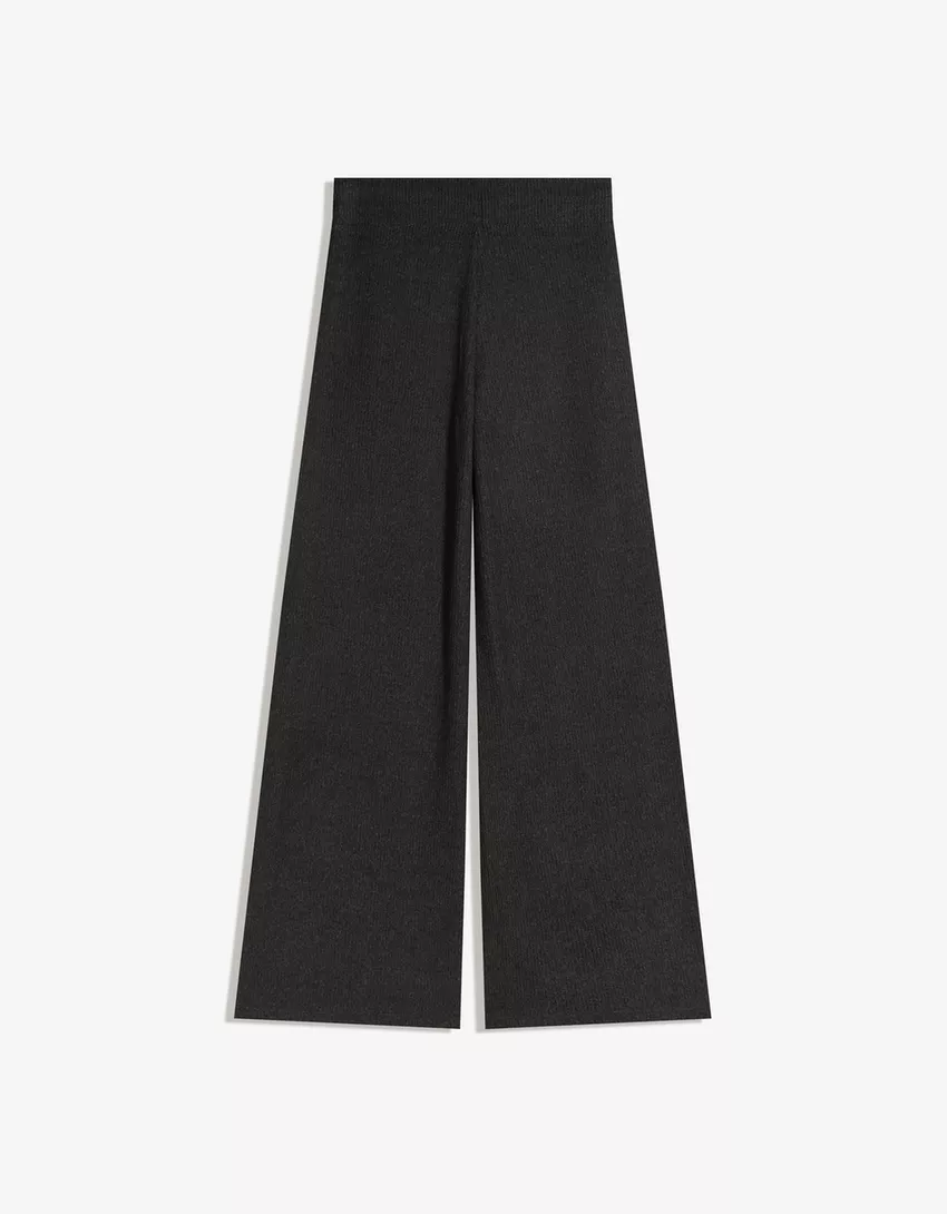 Soft ribbed wide-leg pants
