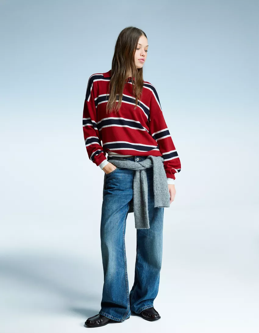 Sweater with polo collar