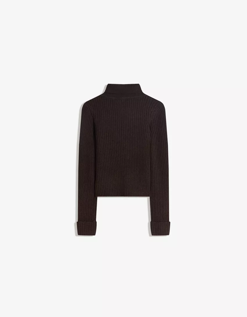 High neck ribbed sweater