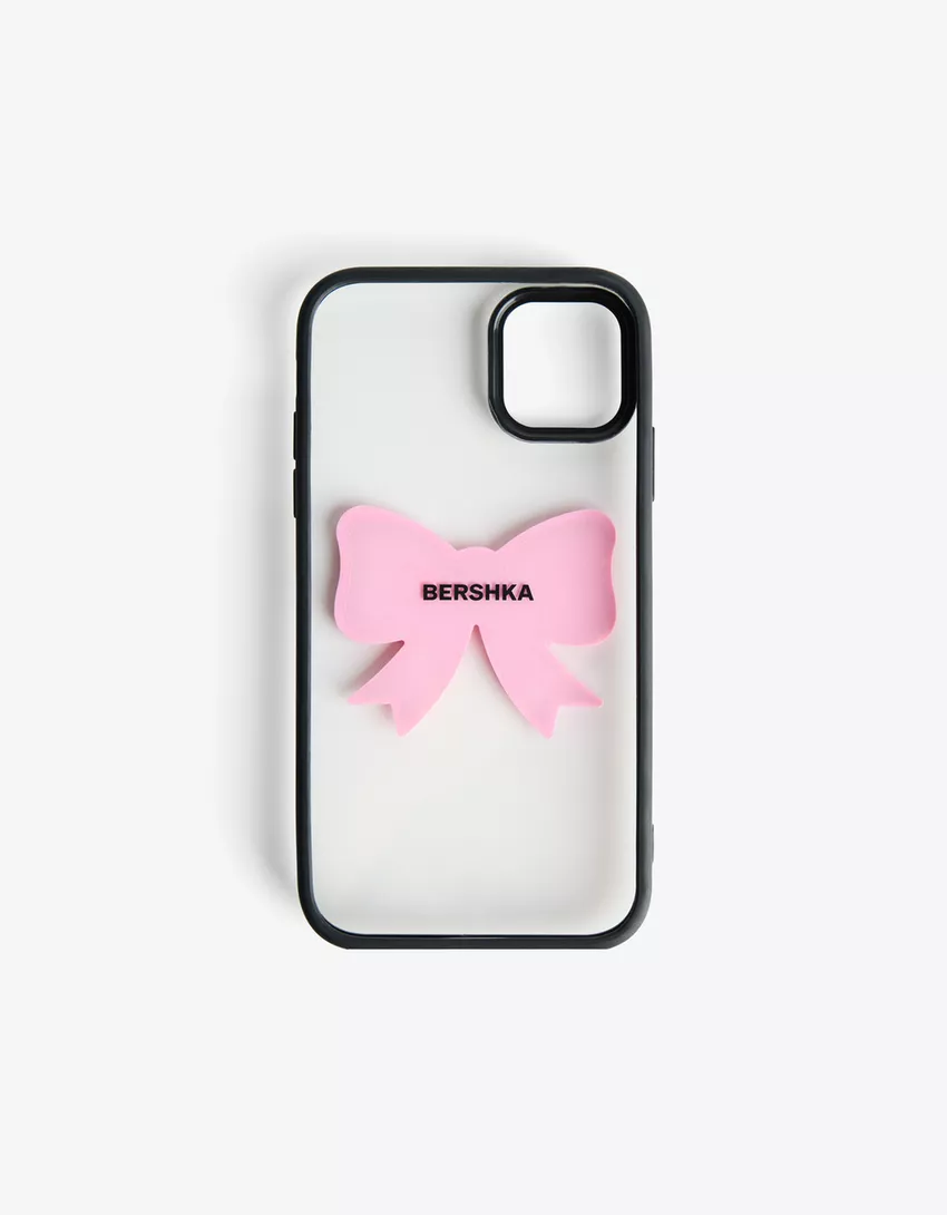 Mobile phone case with suction cup bow