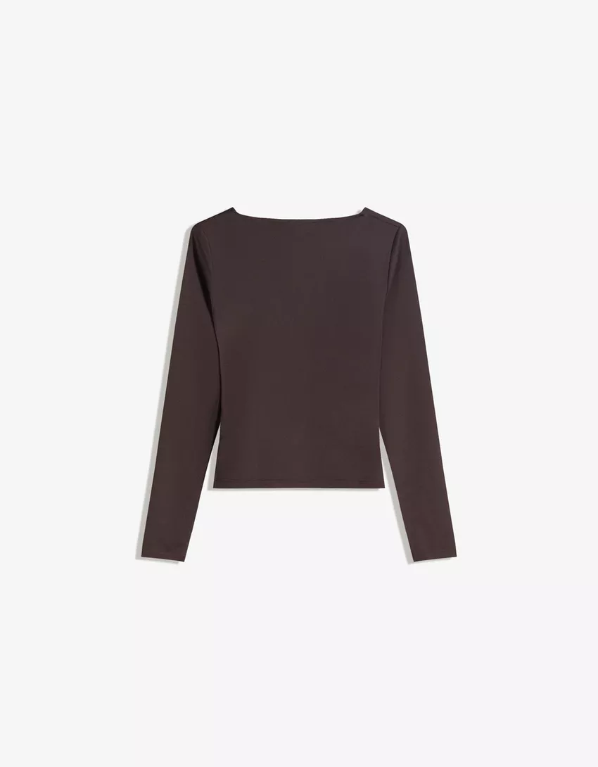 Long sleeve T-shirt with gathering