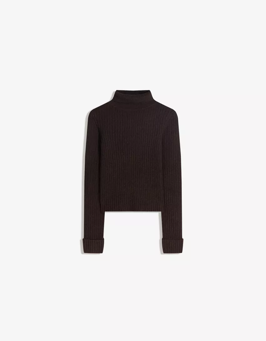 High neck ribbed sweater