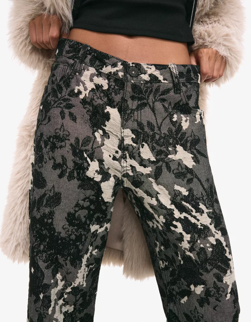 Jacquard print baggy jeans