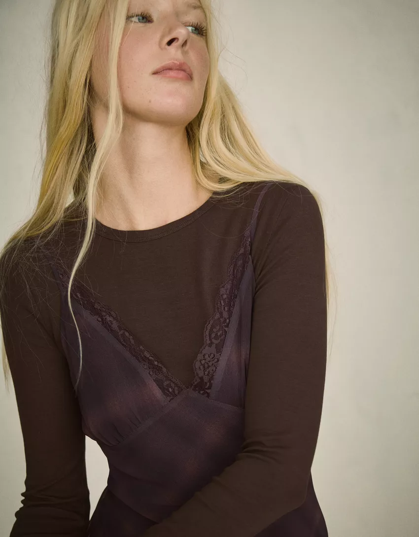 Chiffon blond lace midi dress