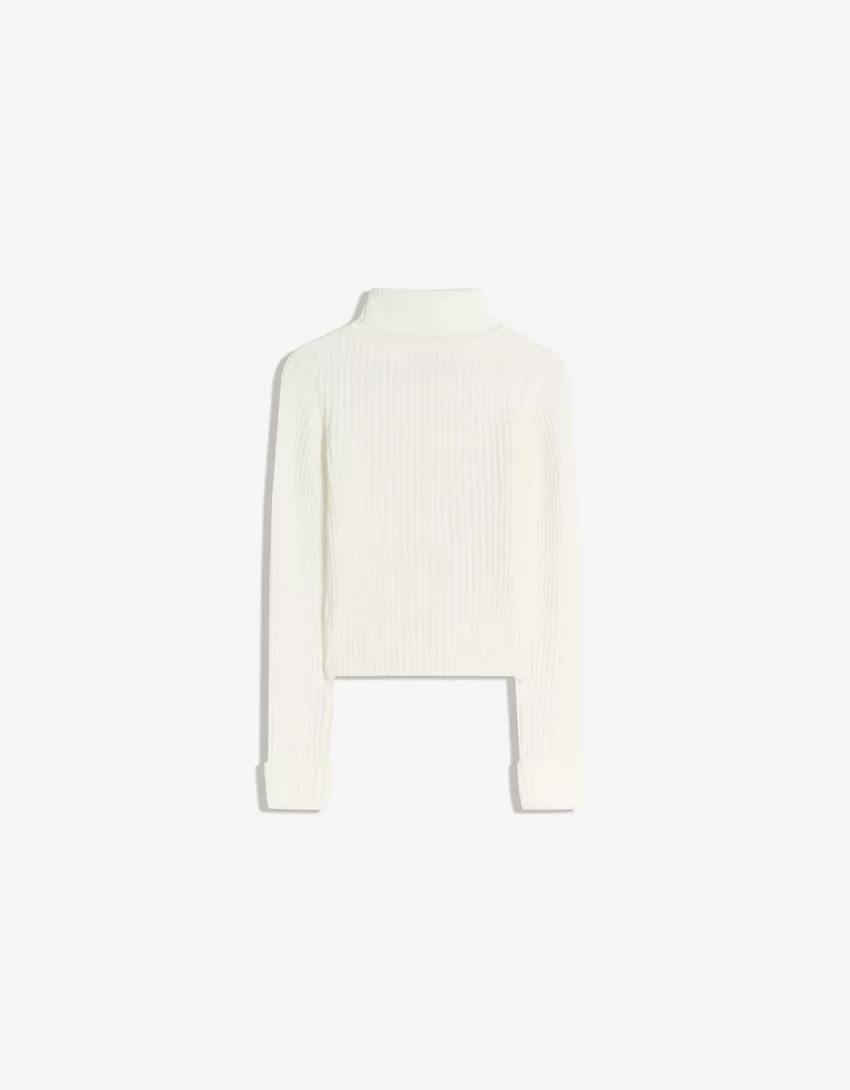 High neck ribbed sweater