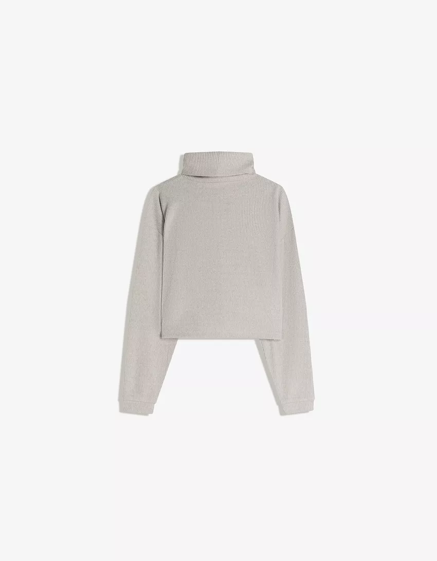 High neck ribbed sweater