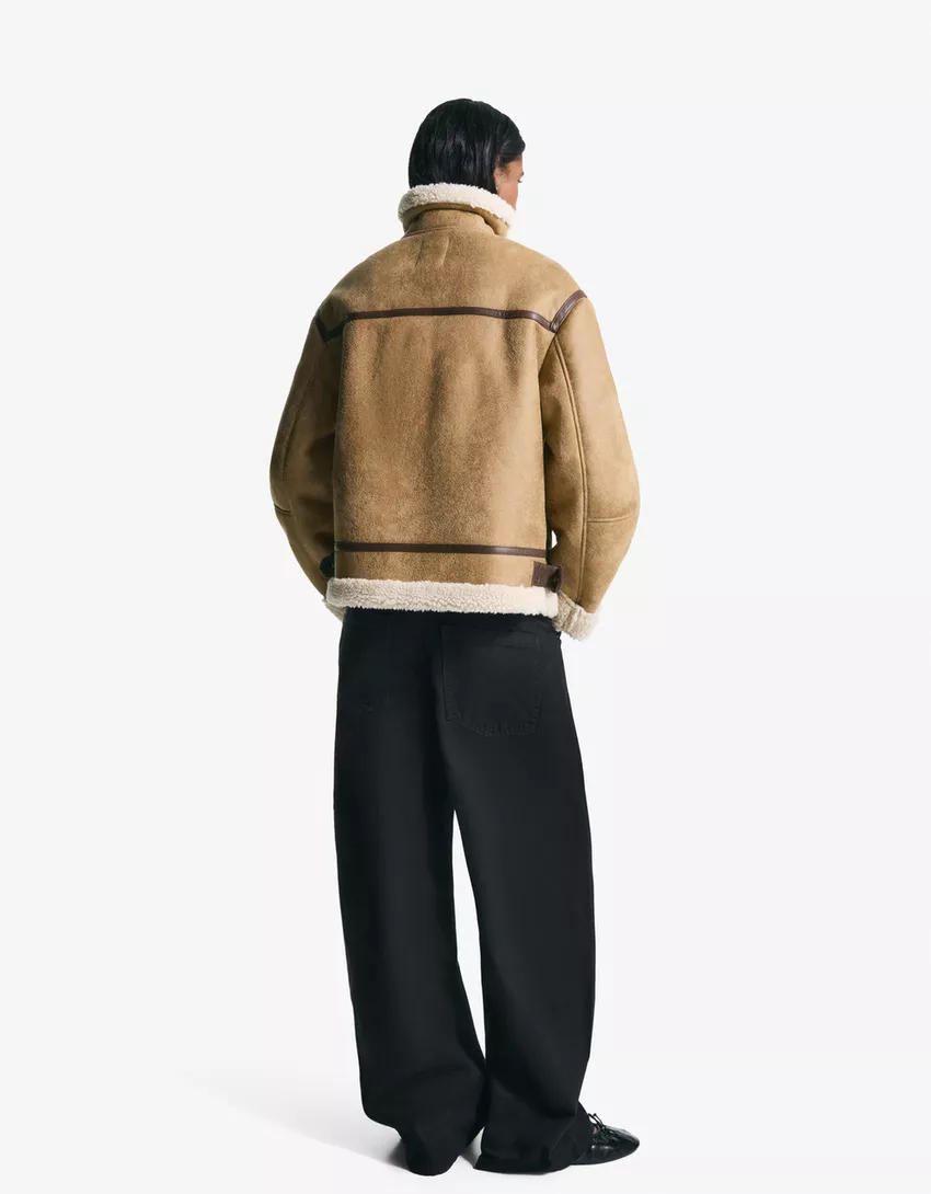 Faux shearling biker jacket