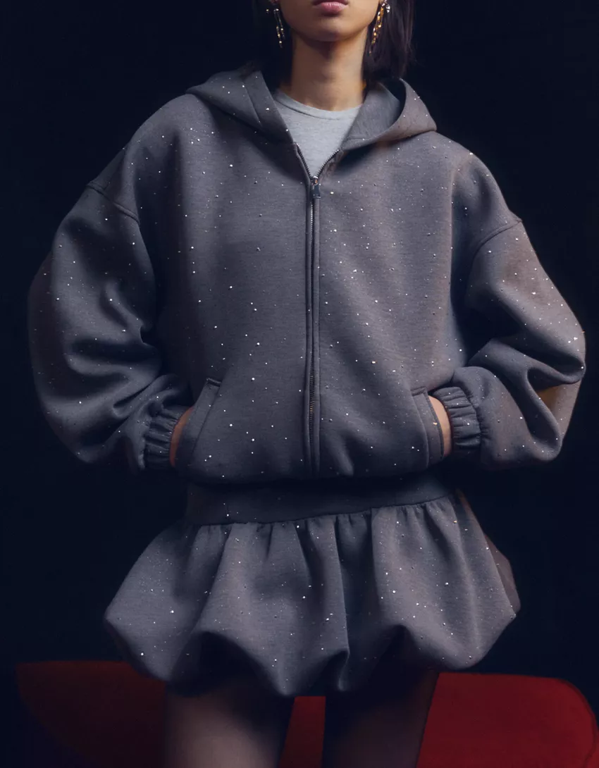 Shiny neoprene-effect sweatshirt