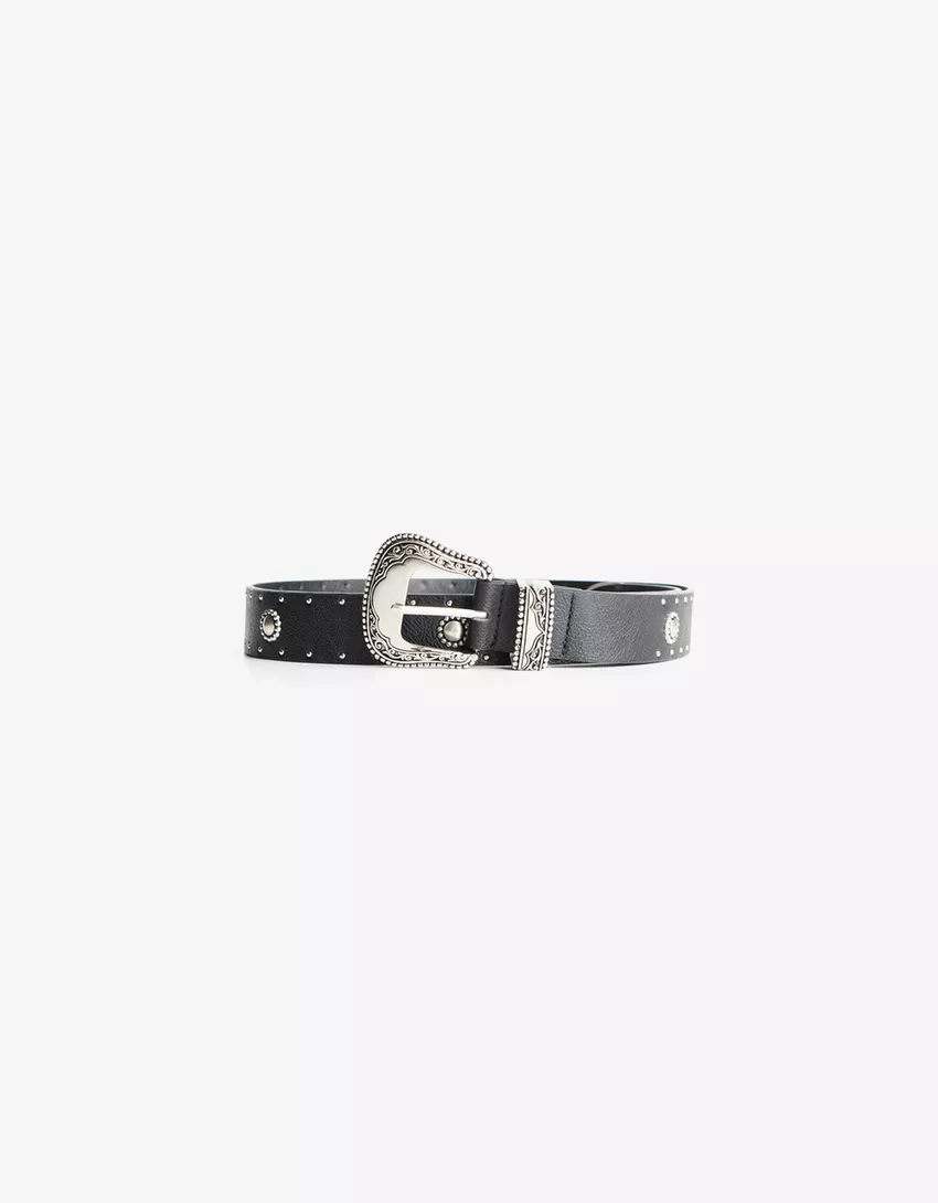 Faux leather studded belt