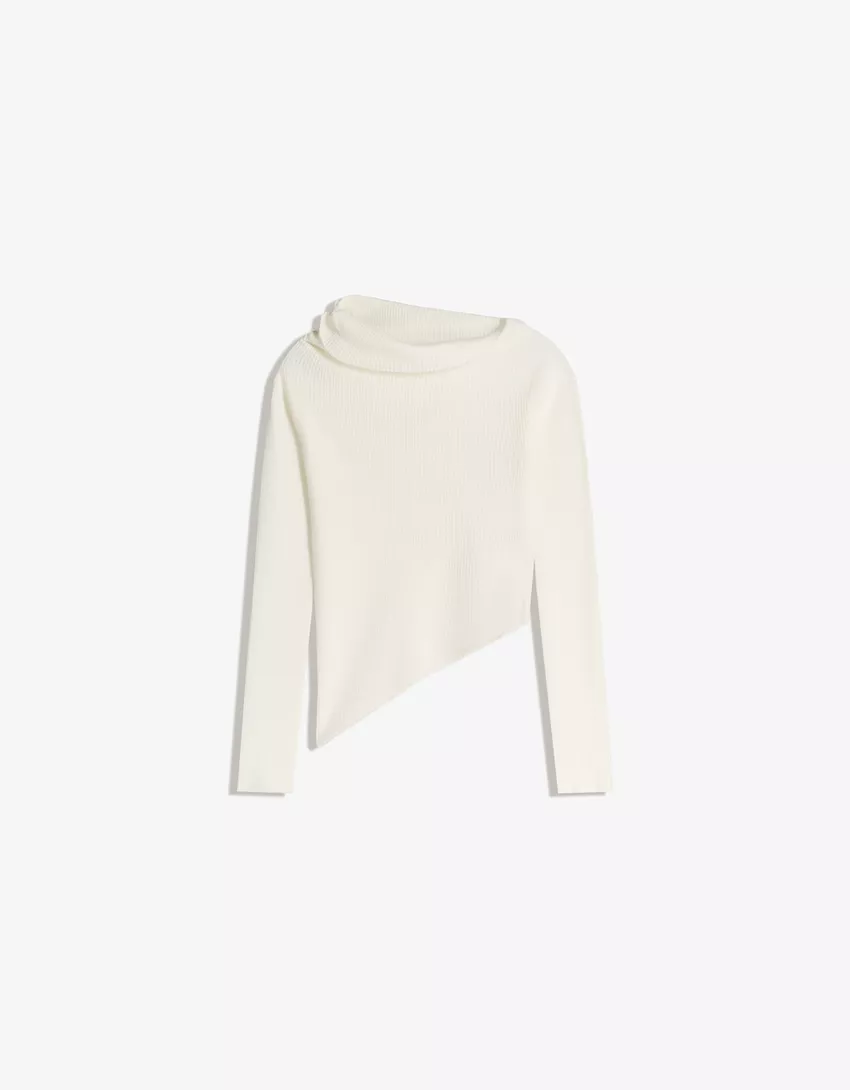 Asymmetric gathered sweater
