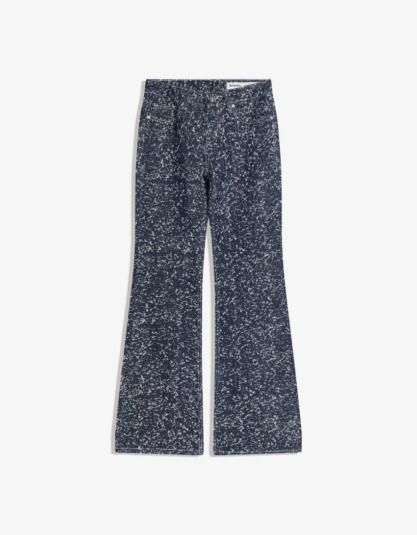 Textured flared baggy jeans