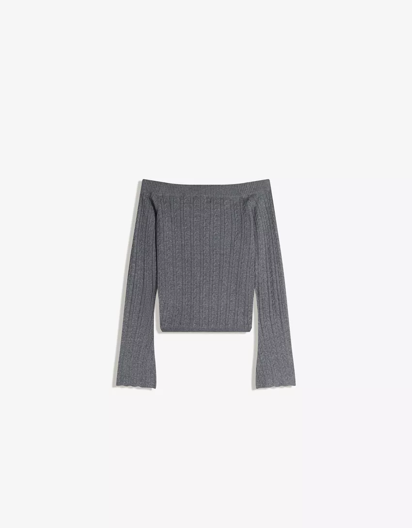 Cable-knit bardot sweater