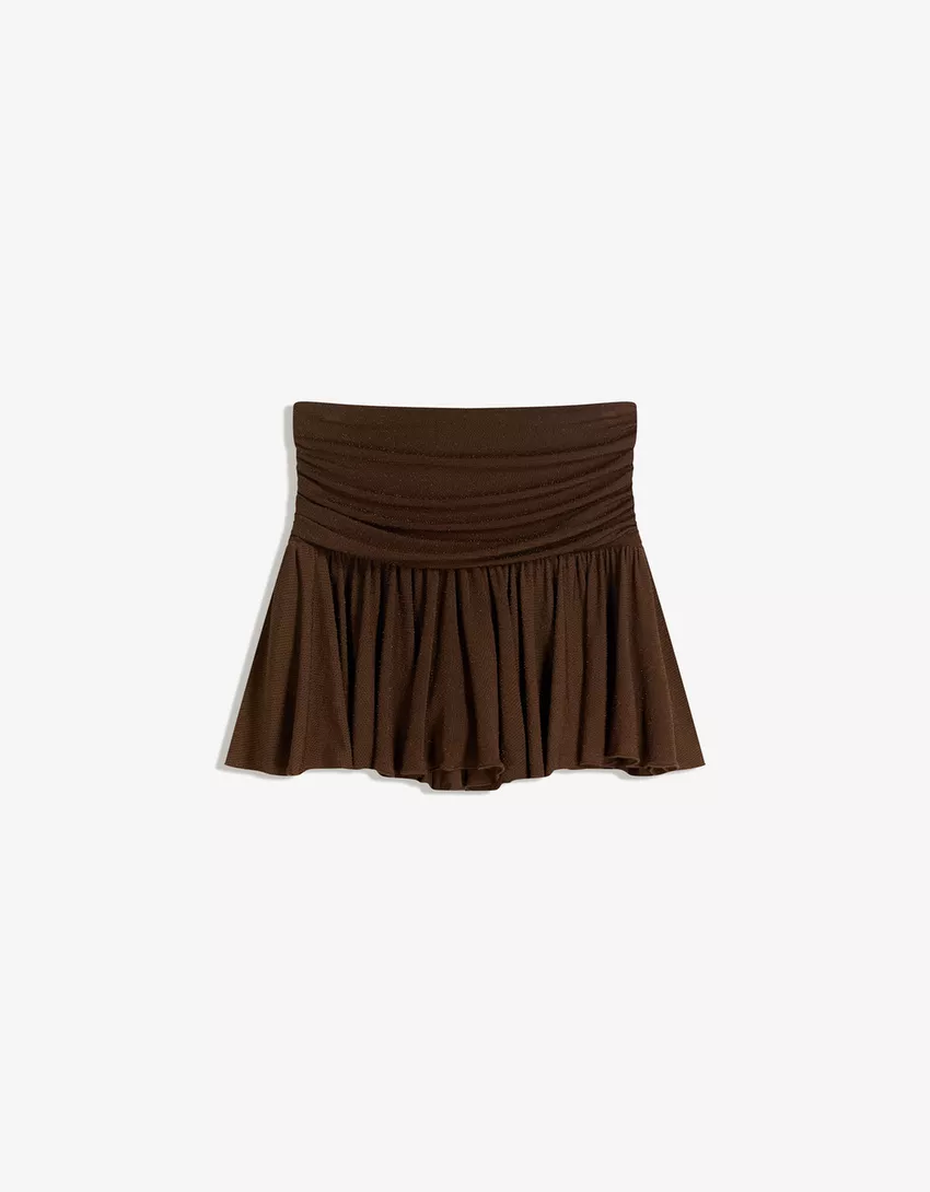Textured metallic thread mini skirt