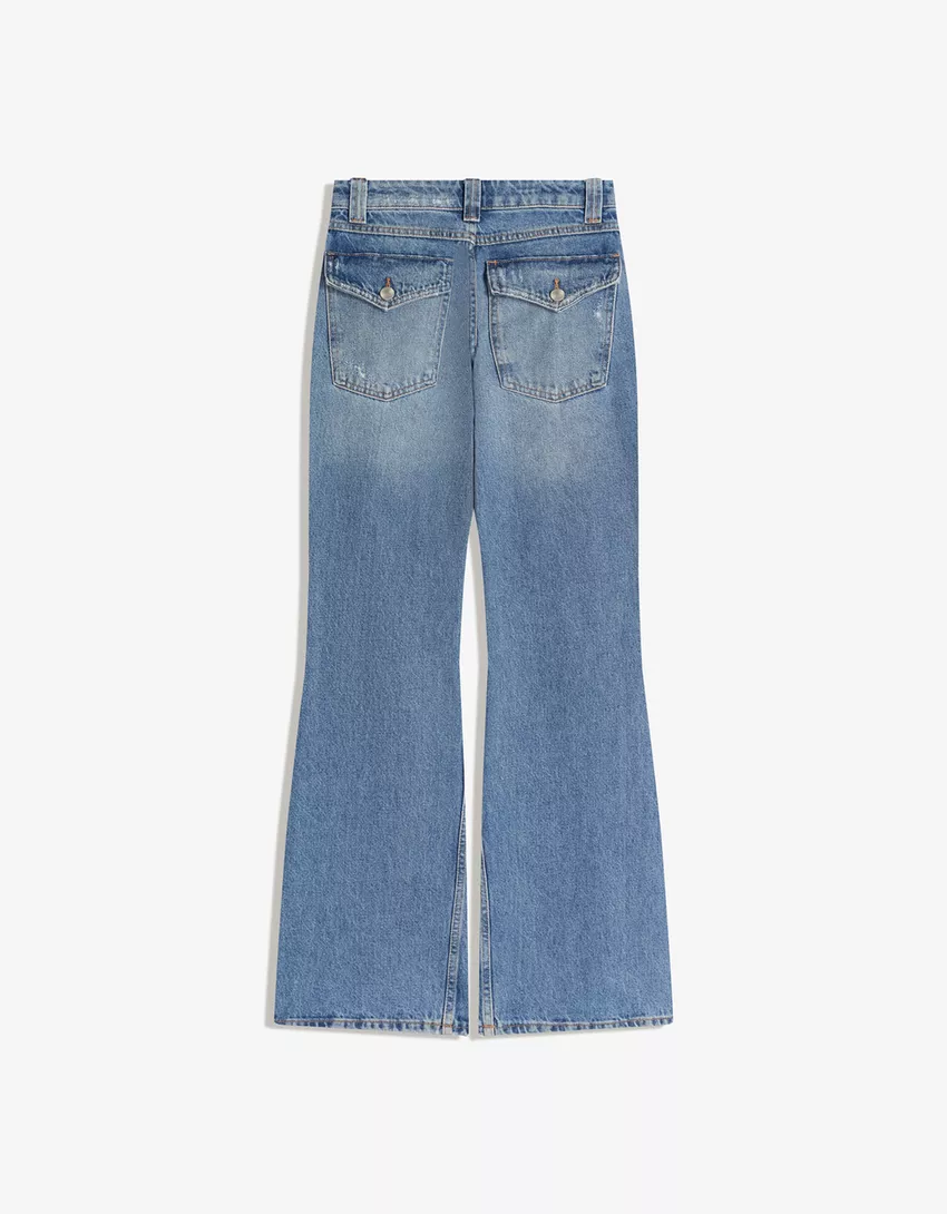Flared baggy jeans with zippers