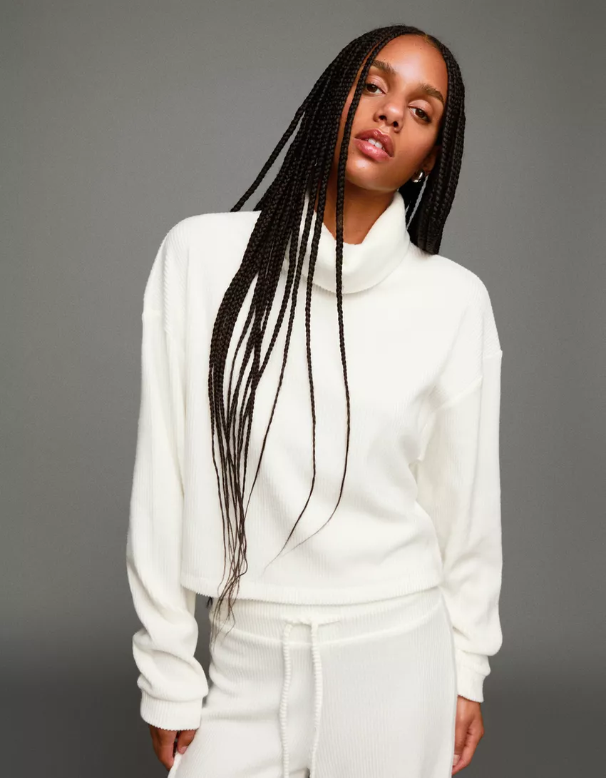 High neck ribbed sweater