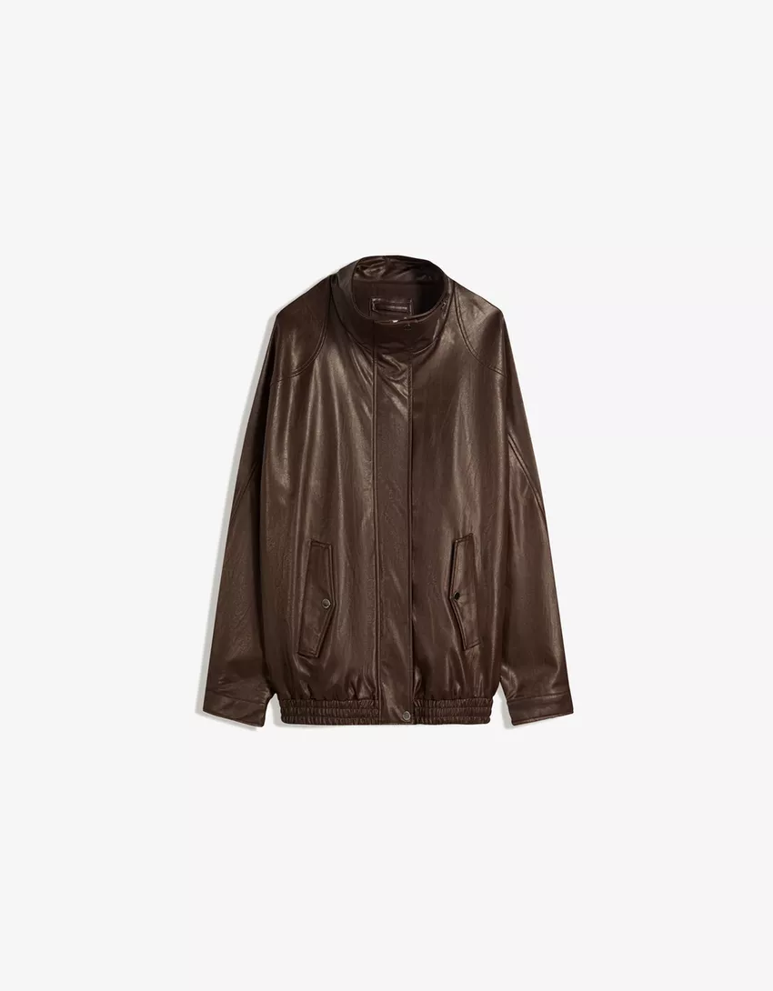 Oversize leather effect jacket