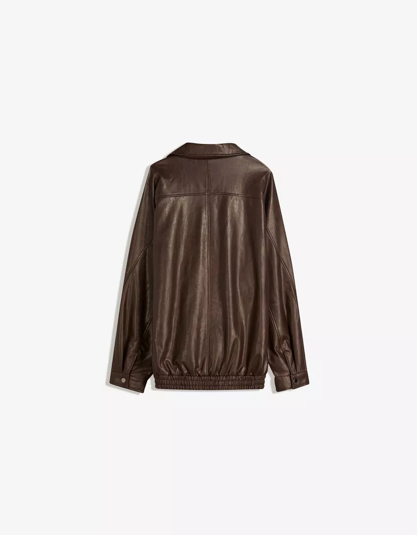 Oversize leather effect jacket