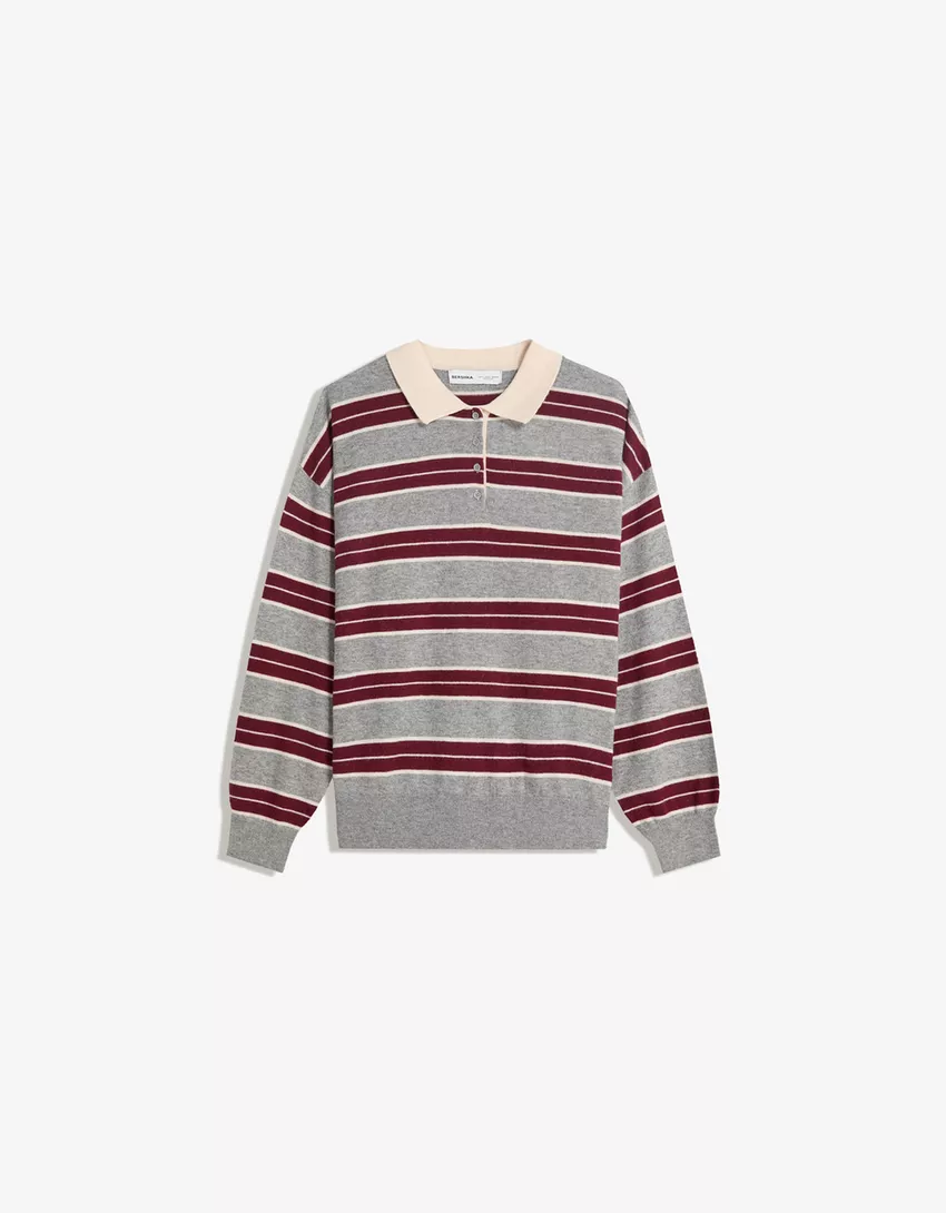Sweater with polo collar