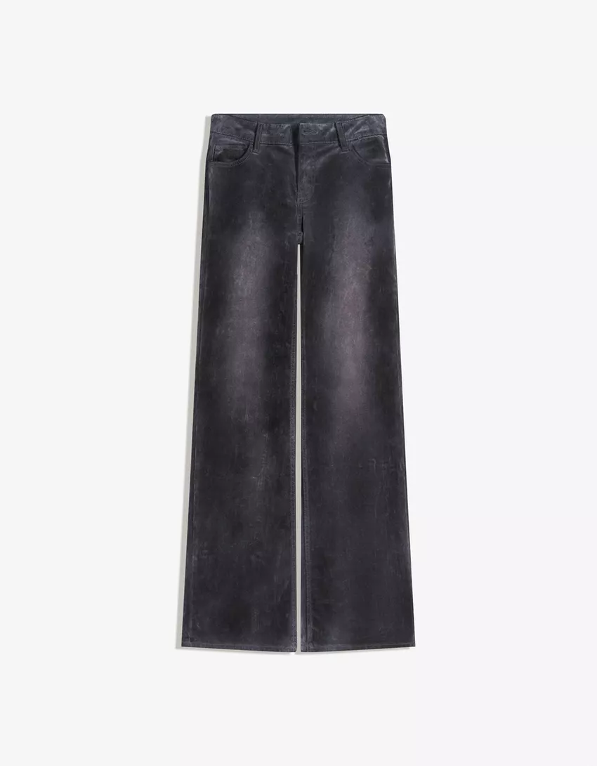 Velvet-effect bootcut jeans