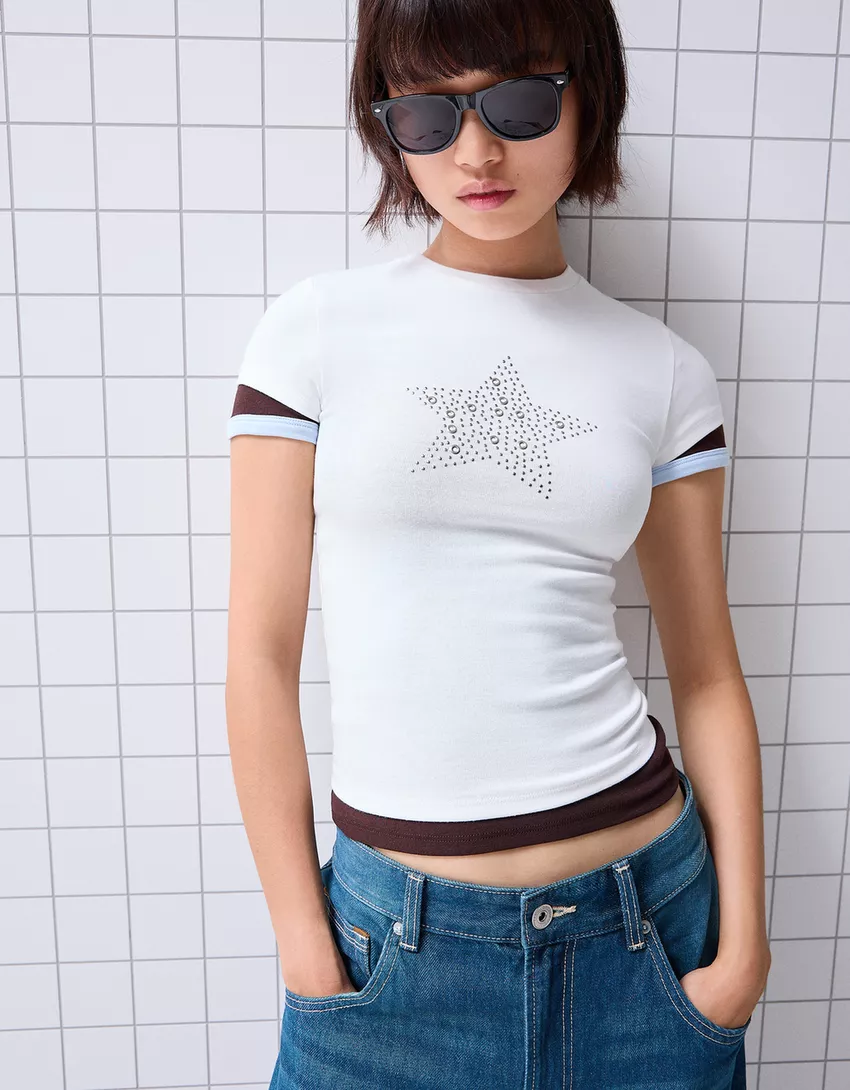 Short sleeve studded T-shirt