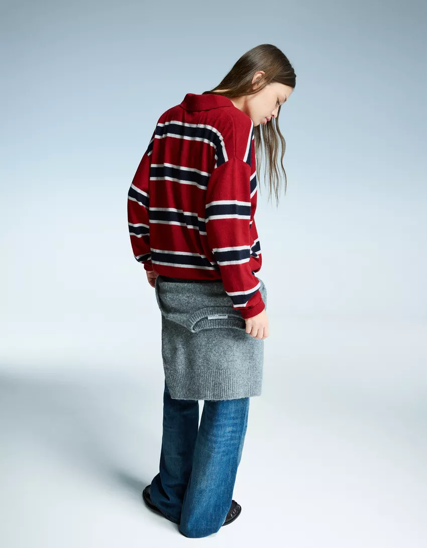 Sweater with polo collar