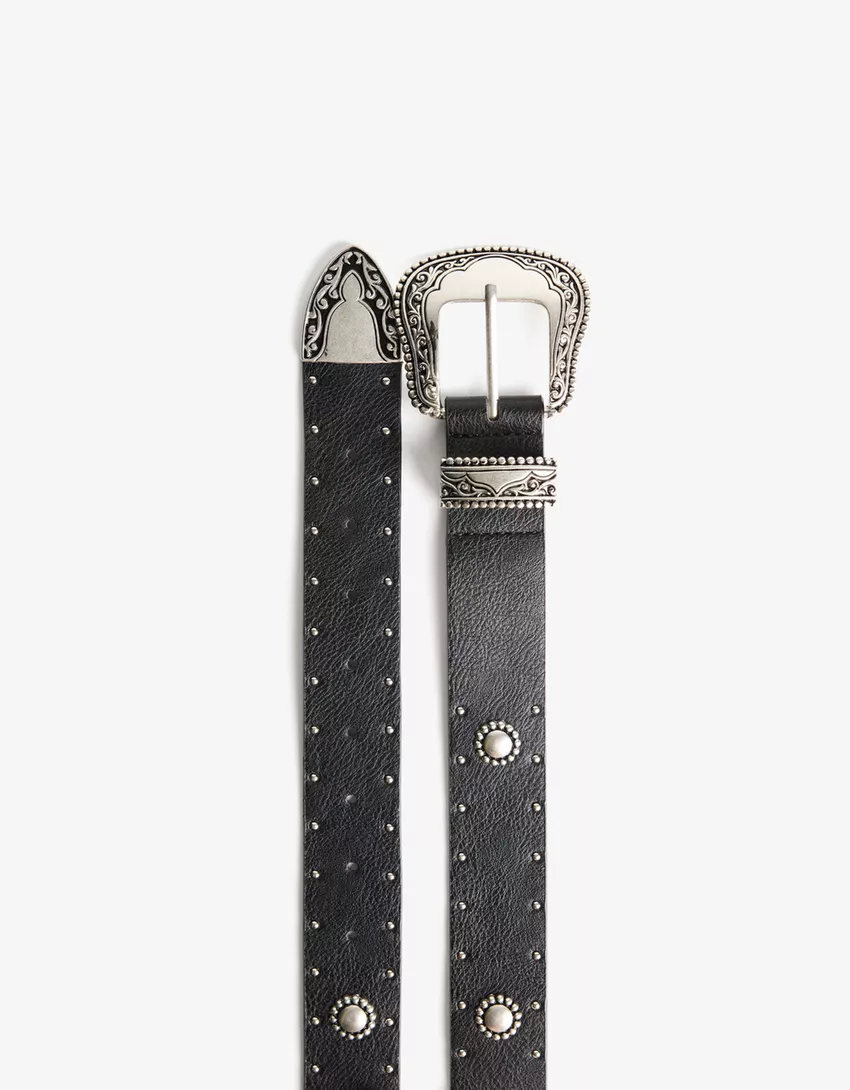 Faux leather studded belt
