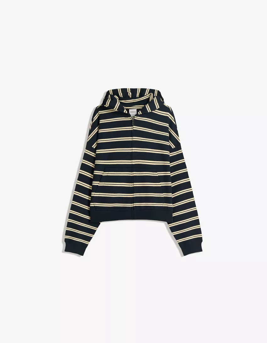Striped zip-up hoodie