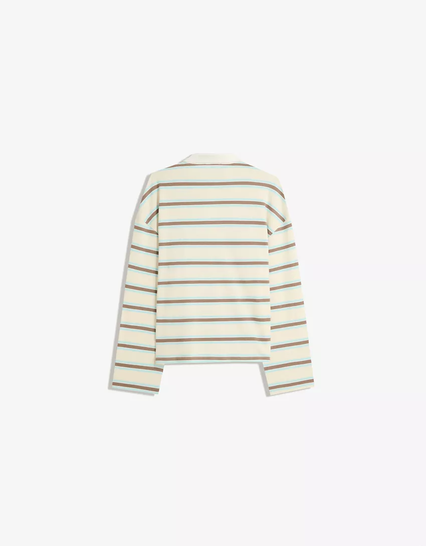 Long sleeve T-shirt with polo collar