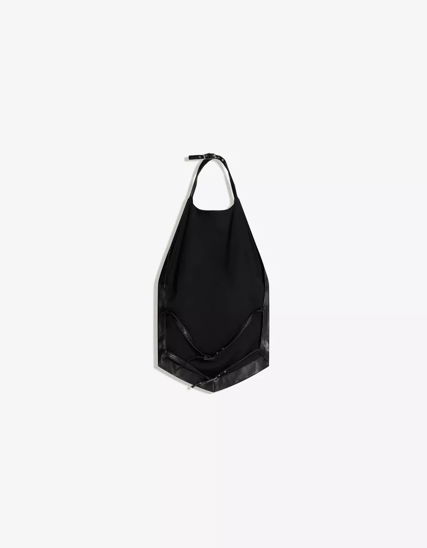 Leather effect halter top