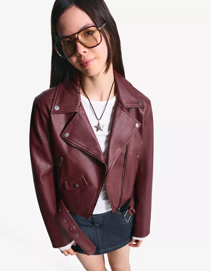 Leather effect biker jacket