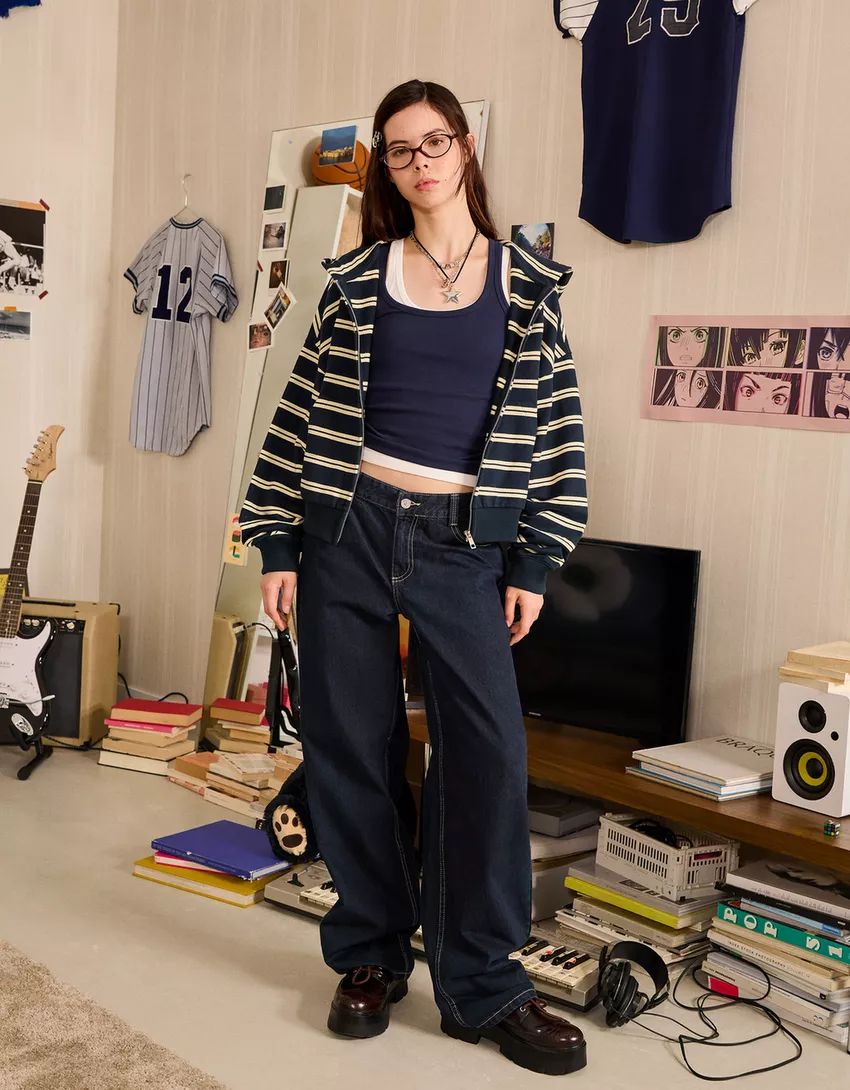 Striped zip-up hoodie