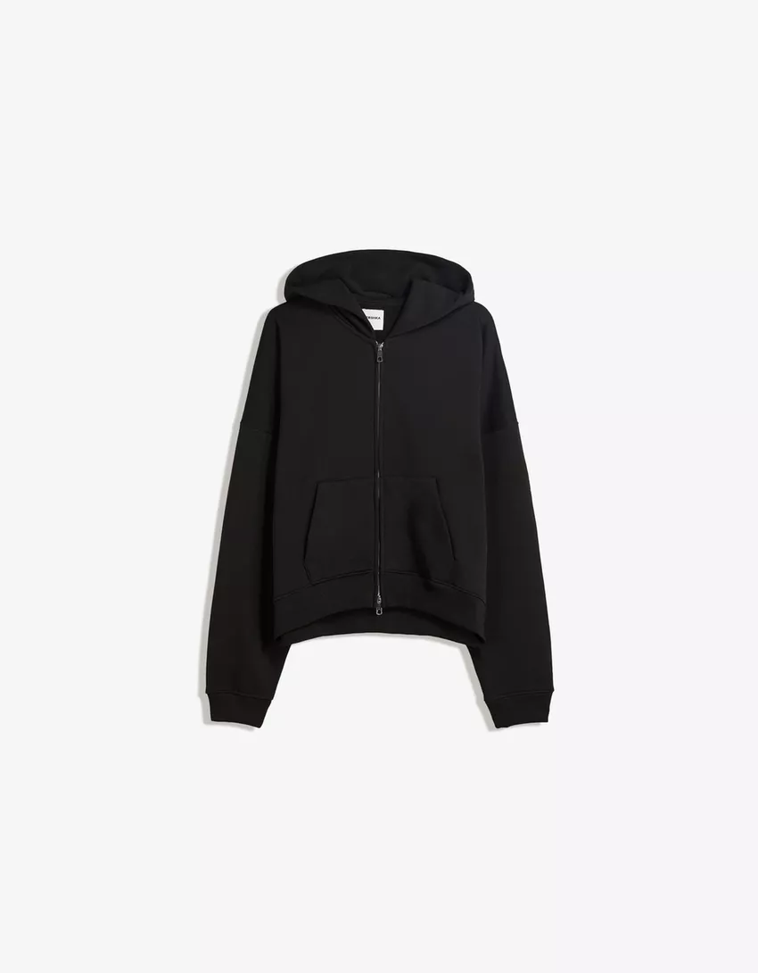 Oversize hooded sweatshirt with zipper