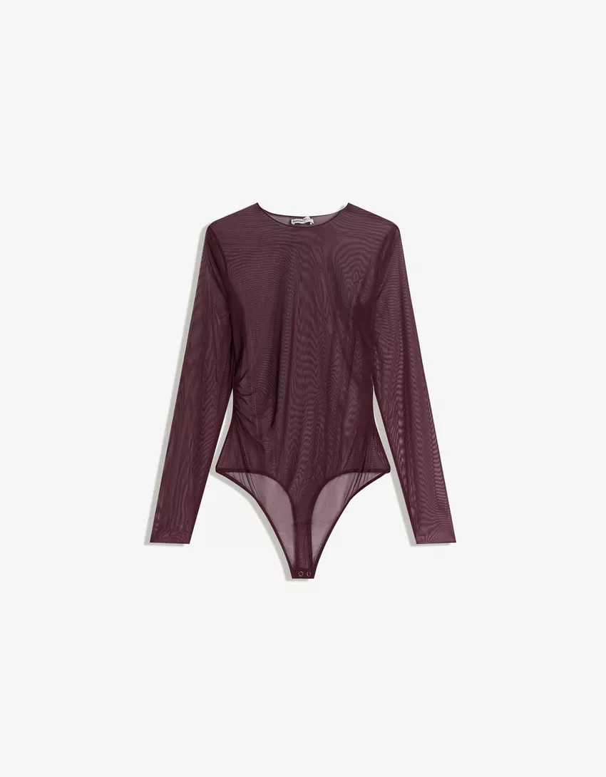 Long sleeve tulle bodysuit