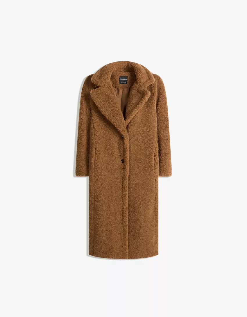 Long faux shearling coat