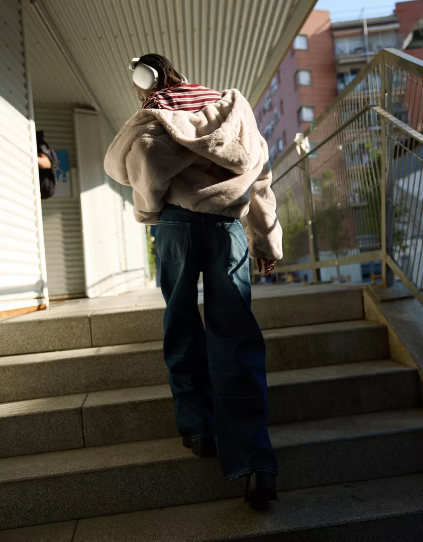 Faux fur hooded jacket