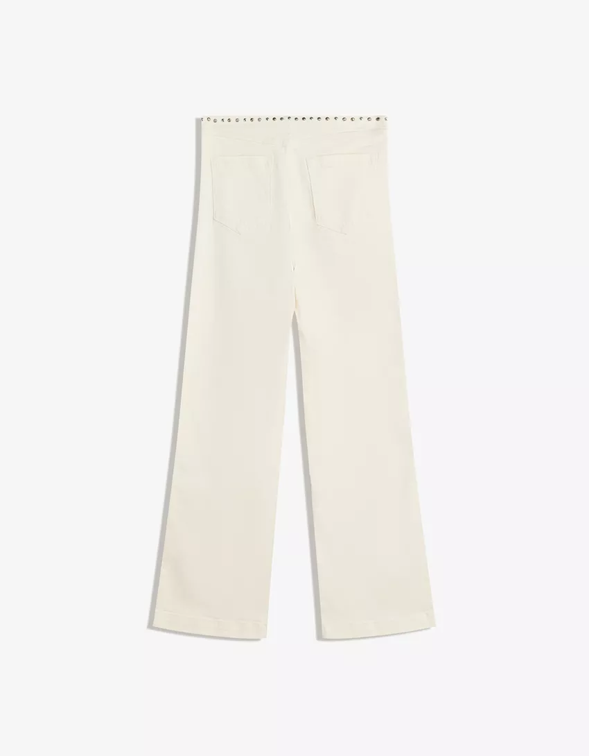 Studded waist pants with zipper