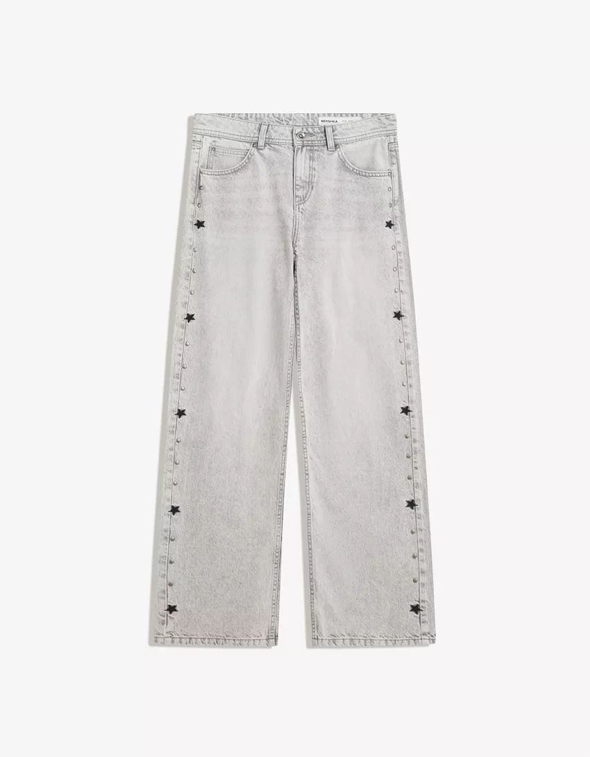 Studded star baggy jeans