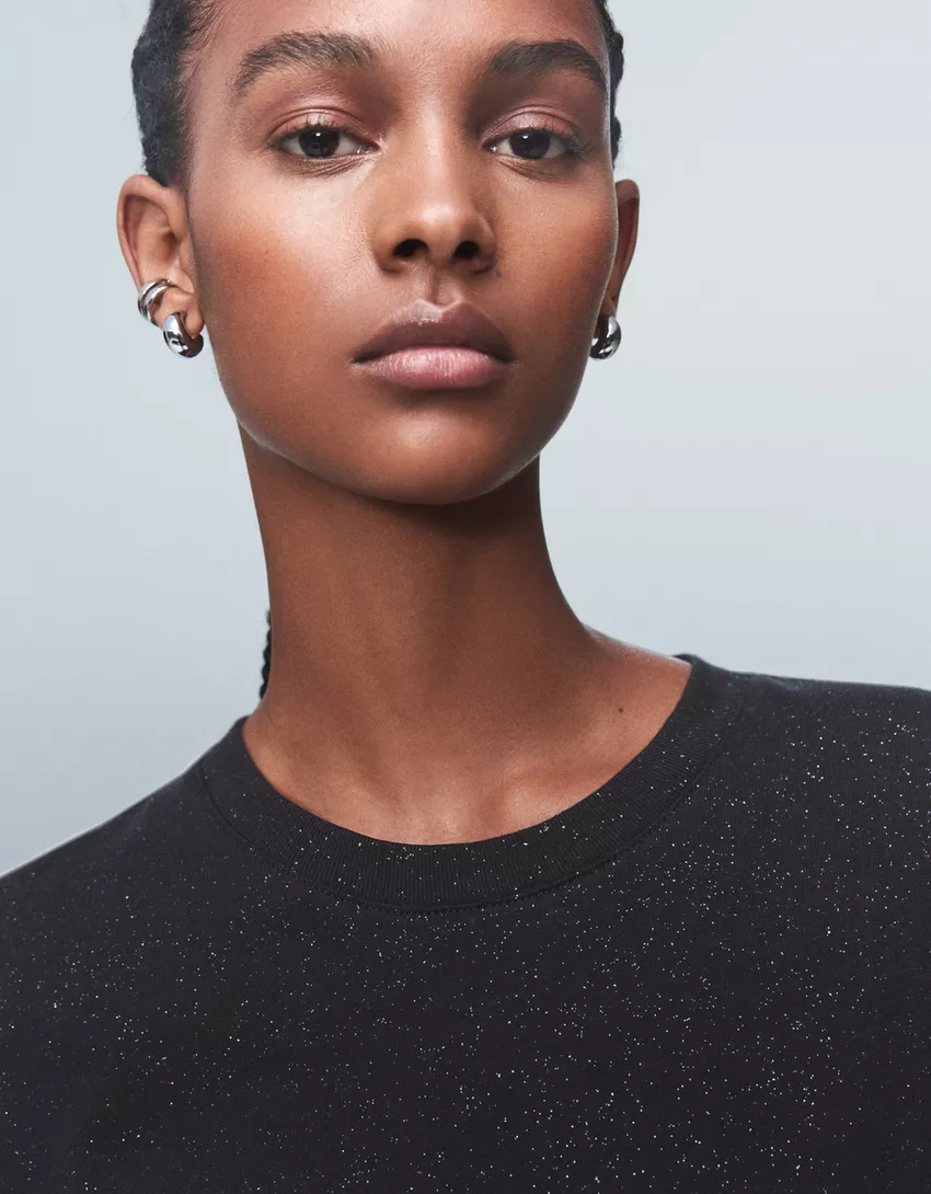 Oversize short sleeve glitter T-shirt