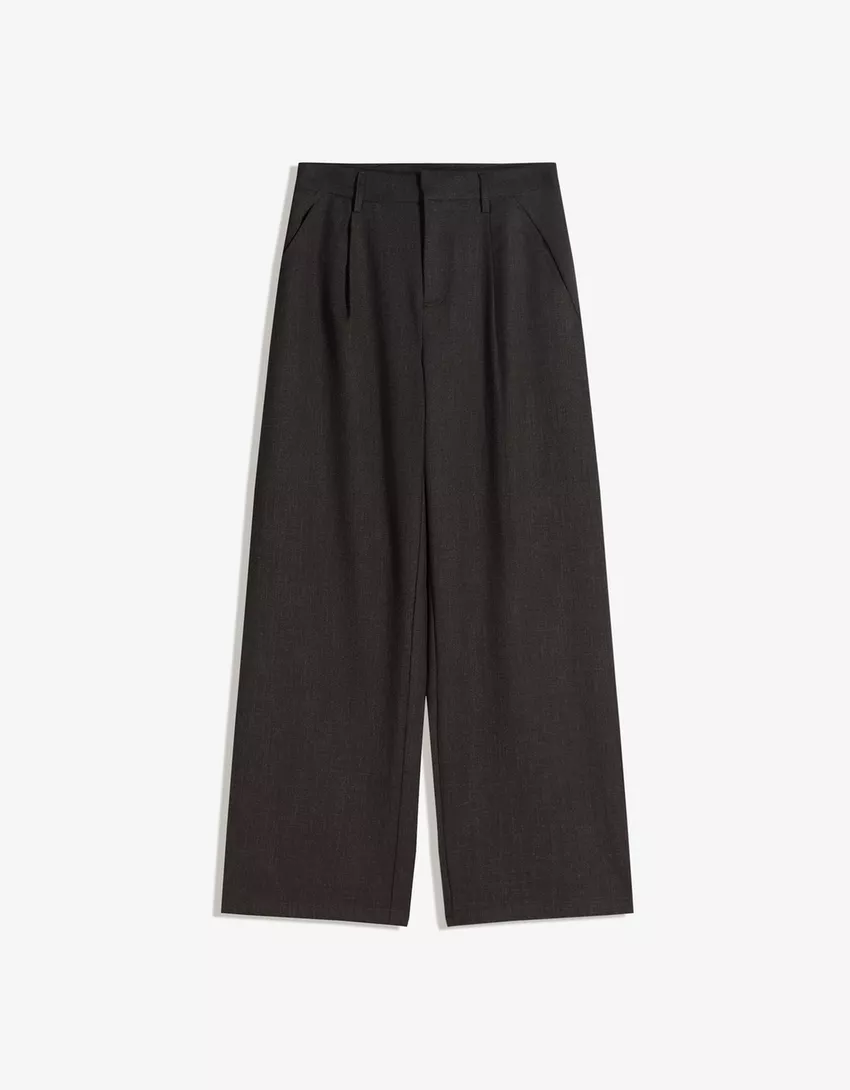 Voluminous double-fabric pants
