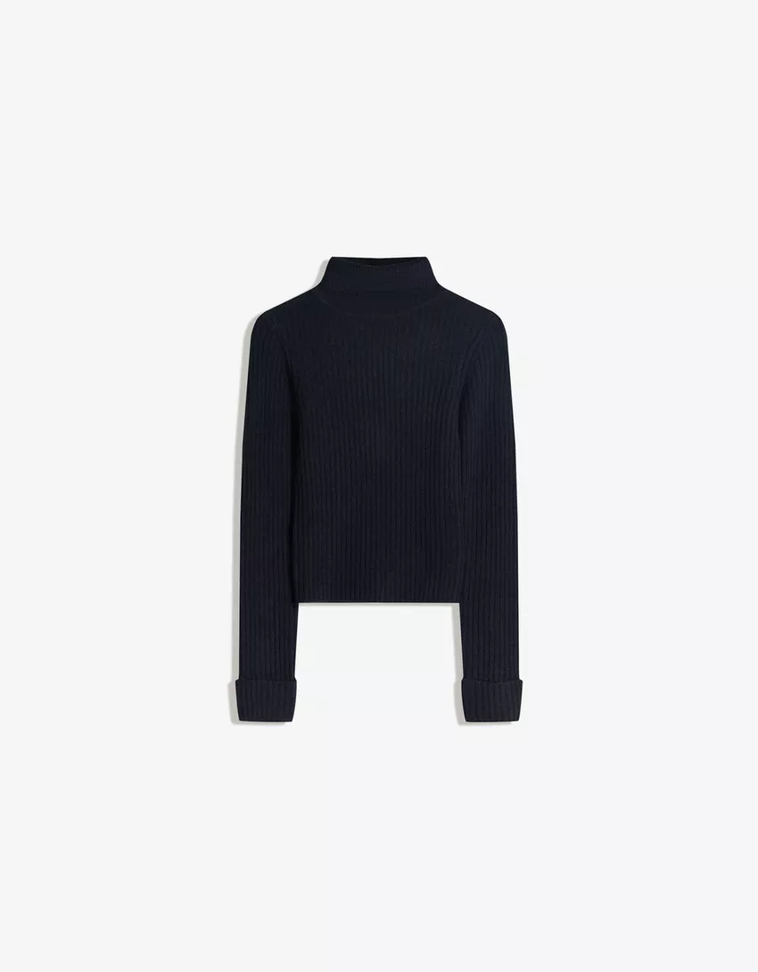 High neck ribbed sweater