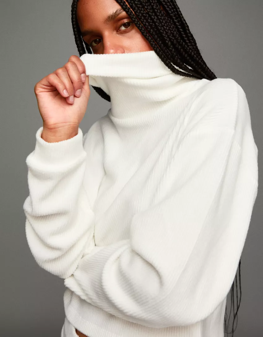 High neck ribbed sweater