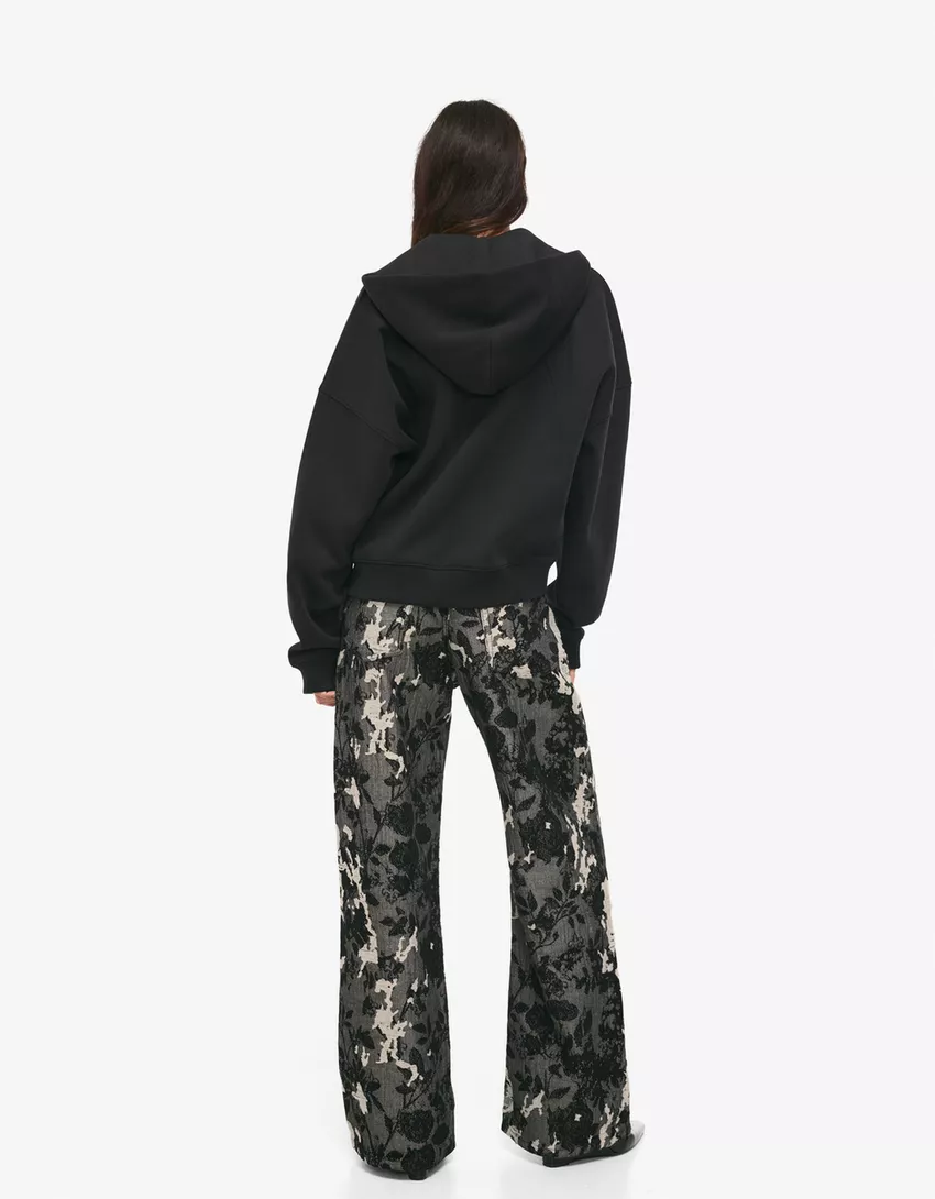 Jacquard print baggy jeans