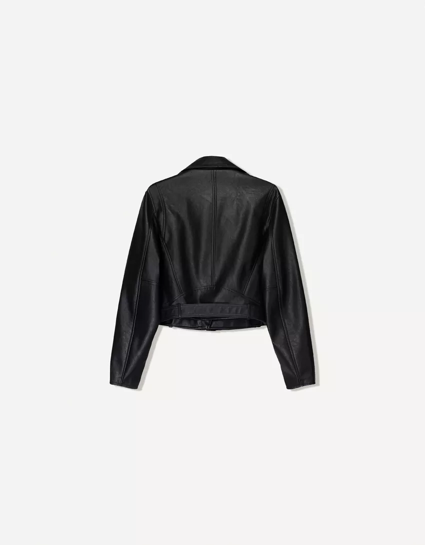 Leather effect biker jacket