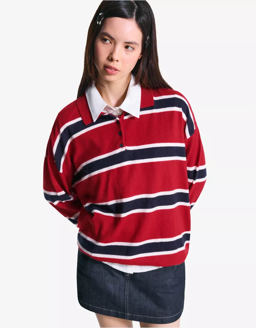 Sweater with polo collar