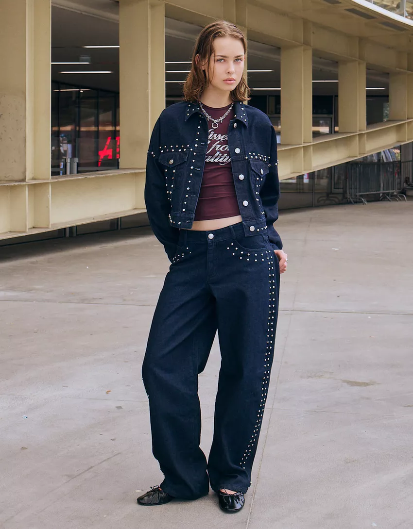 Baggy barrel jeans with studs