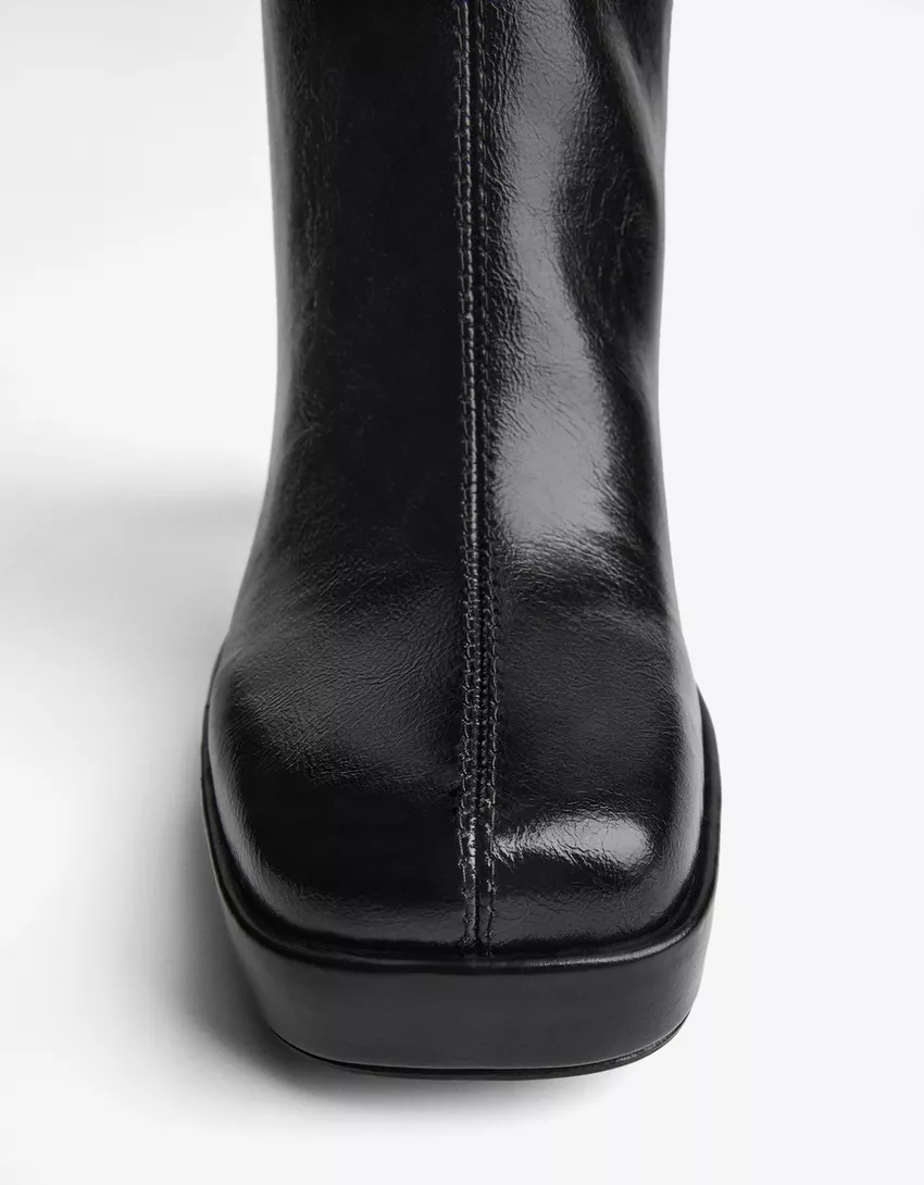 Platform heel ankle boots